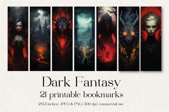 Download 21 Dark Fantasy Print and Cut Bookmarks - Print and cut Collection