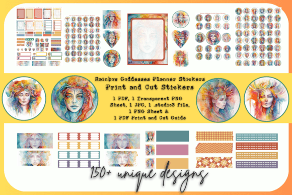Download Rainbow Goddess Digital Planner Stickers - Premium Resources